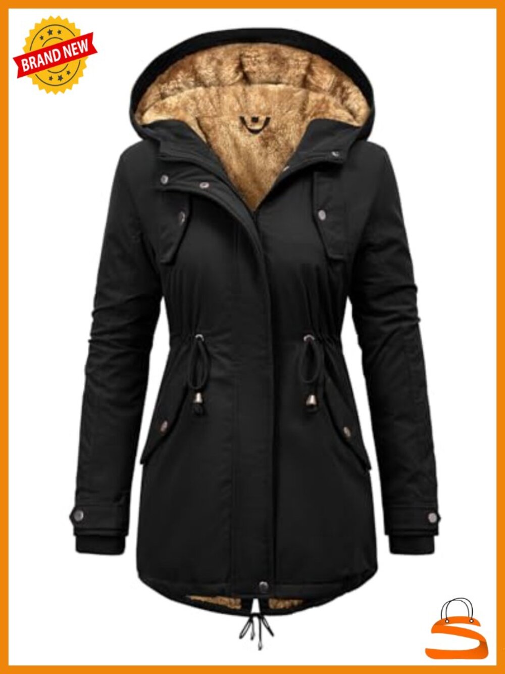 Women's Winter Fleece Thicken Coat Hooded Warm Jacket with Pockets